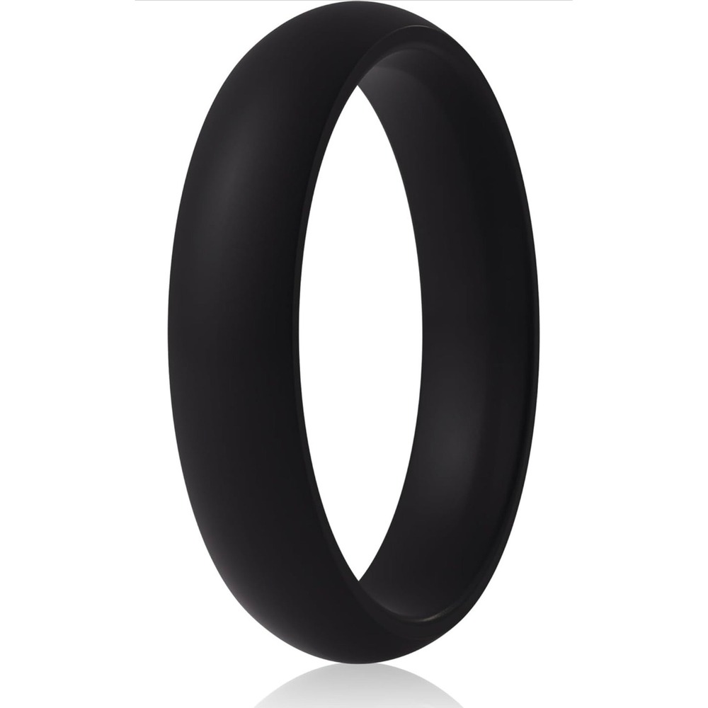 Black Silicone Wedding Band Women Size 6 Comfort Fit Rubber Ring Matte Finish